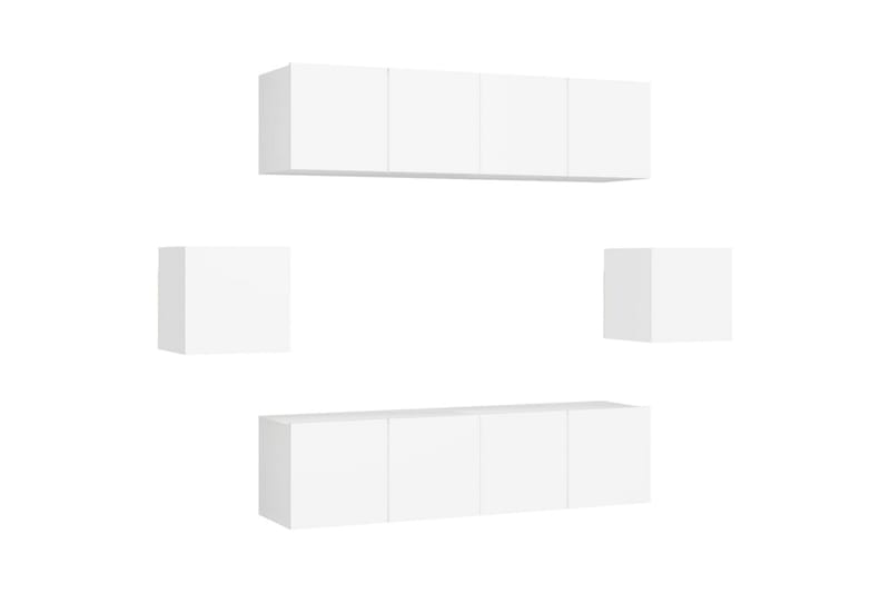 TV-benksett 6 deler hvit sponplate - Hvit - Møbler - Mediamøbel & tv møbel - TV-skap