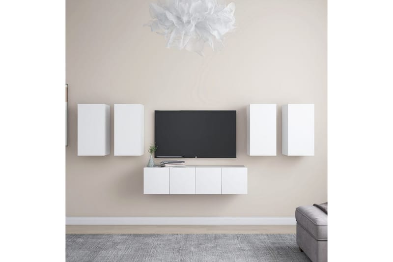 TV-benksett 6 deler hvit sponplate - Hvit - Møbler - Mediamøbel & tv møbel - TV-skap