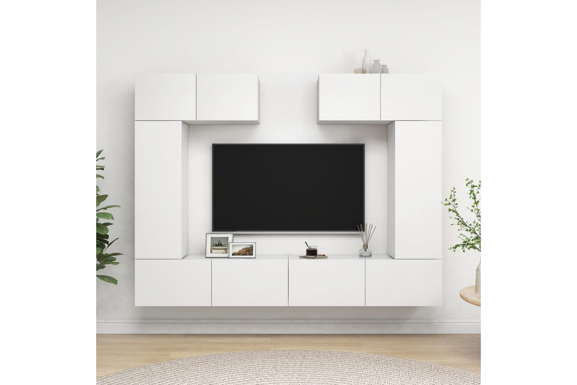 TV-benksett 6 deler hvit sponplate - Hvit - Møbler - Mediamøbel & tv møbel - TV-skap