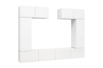 TV-benksett 6 deler hvit sponplate - Hvit - Møbler - Mediamøbel & tv møbel - TV-skap