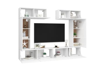 TV-benksett 6 deler hvit sponplate - Hvit - Møbler - Mediamøbel & tv møbel - TV-skap