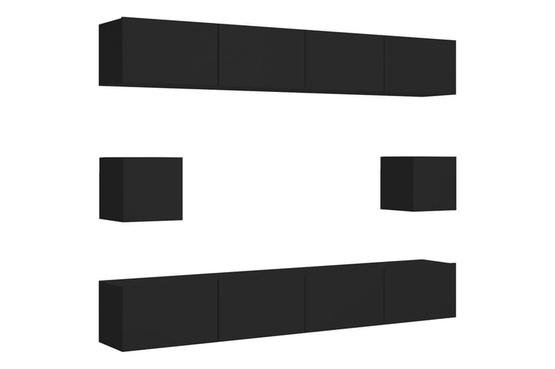 TV-benksett 6 deler svart sponplate - Svart - Møbler - Mediamøbel & tv møbel - TV-skap