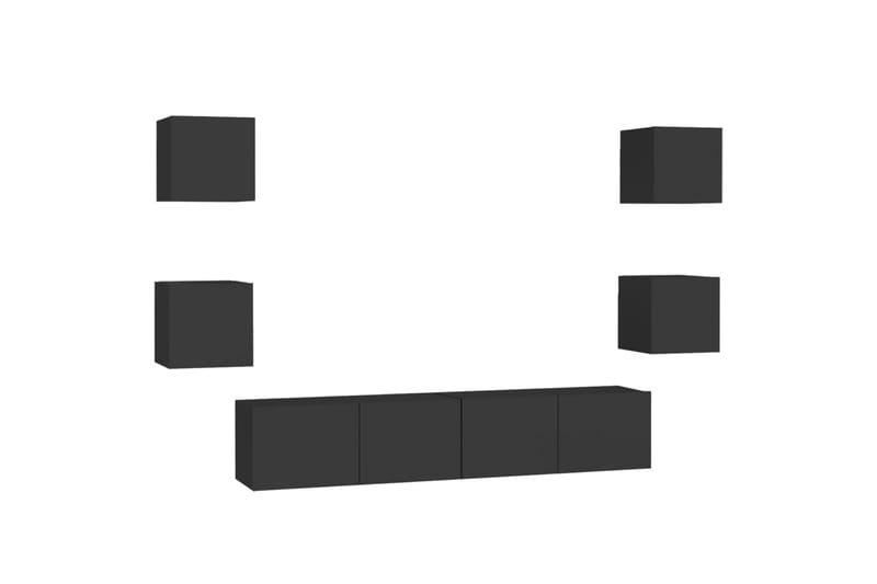 TV-benksett 6 deler svart sponplate - Svart - Møbler - Mediamøbel & tv møbel - TV-skap