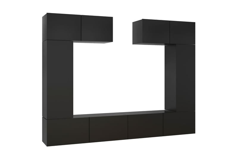 TV-benksett 6 deler svart sponplate - Svart - Møbler - Mediamøbel & tv møbel - TV-skap