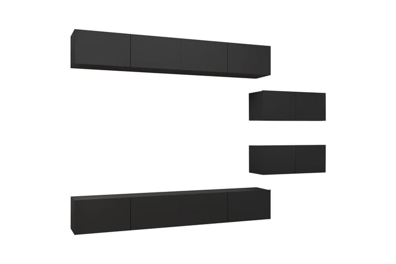 TV-benksett 6 deler svart sponplate - Svart - Møbler - Mediamøbel & tv møbel - TV-skap