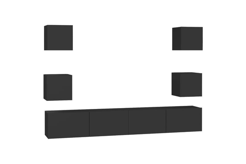 TV-benksett 6 deler svart sponplate - Svart - Møbler - Mediamøbel & tv møbel - TV-skap