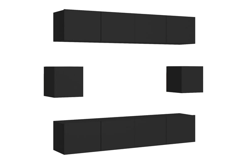 TV-benksett 6 deler svart sponplate - Svart - Møbler - Mediamøbel & tv møbel - TV-skap