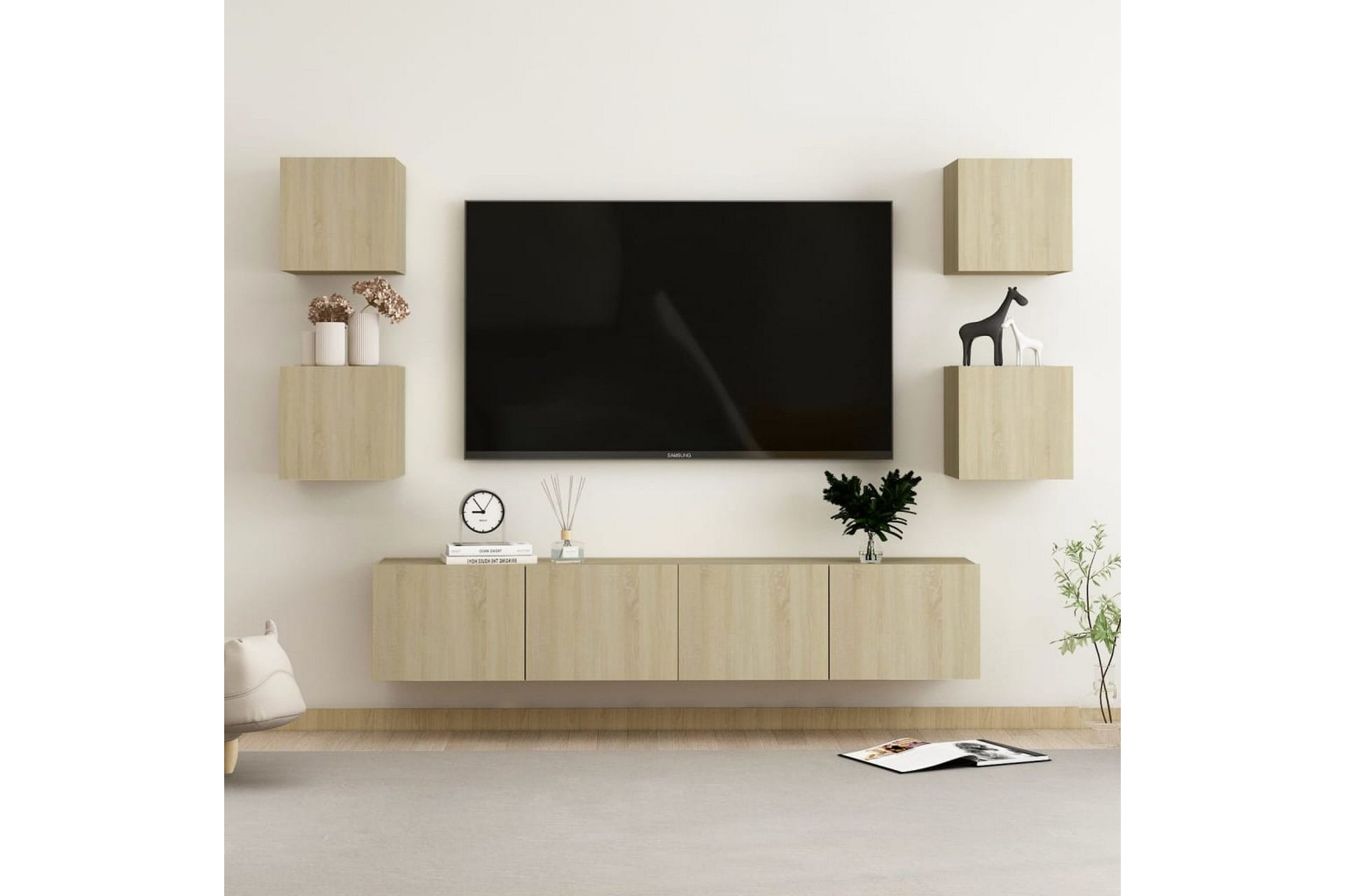 TV-benksett 6 stk sonoma eik sponplate - Brun - Møbler - Mediamøbel & tv møbel - TV-skap