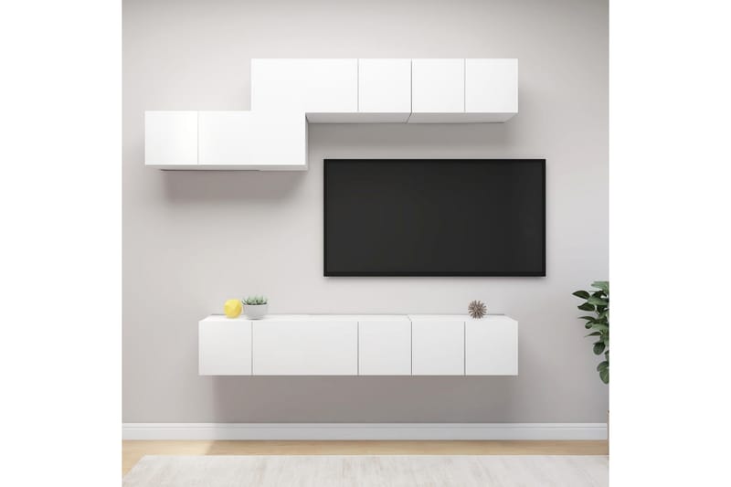 TV-benksett 7 deler hvit sponplate - Hvit - Møbler - Mediamøbel & tv møbel - TV-skap