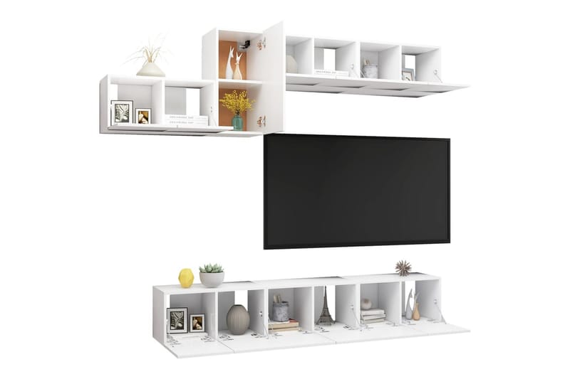 TV-benksett 7 deler hvit sponplate - Hvit - Møbler - Mediamøbel & tv møbel - TV-skap