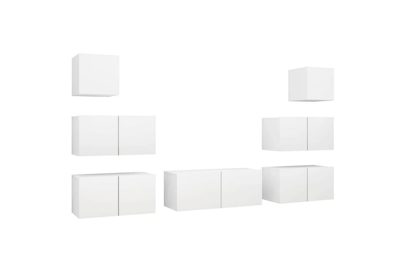 TV-benksett 7 deler hvit sponplate - Hvit - Møbler - Mediamøbel & tv møbel - TV-skap