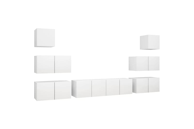 TV-benksett 8 deler hvit sponplate - Hvit - Møbler - Mediamøbel & tv møbel - TV-skap