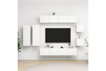 TV-benksett 8 deler hvit sponplate - Hvit - Møbler - Mediamøbel & tv møbel - TV-skap