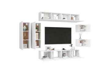 TV-benksett 8 deler hvit sponplate - Hvit - Møbler - Mediamøbel & tv møbel - TV-skap