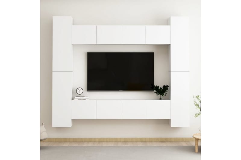 TV-benksett 8 deler hvit sponplate - Hvit - Møbler - Mediamøbel & tv møbel - TV-skap