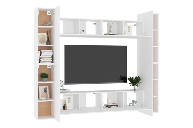 TV-benksett 8 deler hvit sponplate - Hvit - Møbler - Mediamøbel & tv møbel - TV-skap