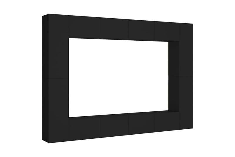 TV-benksett 8 deler svart sponplate - Svart - Møbler - Mediamøbel & tv møbel - TV-skap