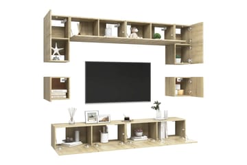 TV-benksett 8 stk sonoma eik sponplate - Brun - Møbler - Mediamøbel & tv møbel - TV-skap