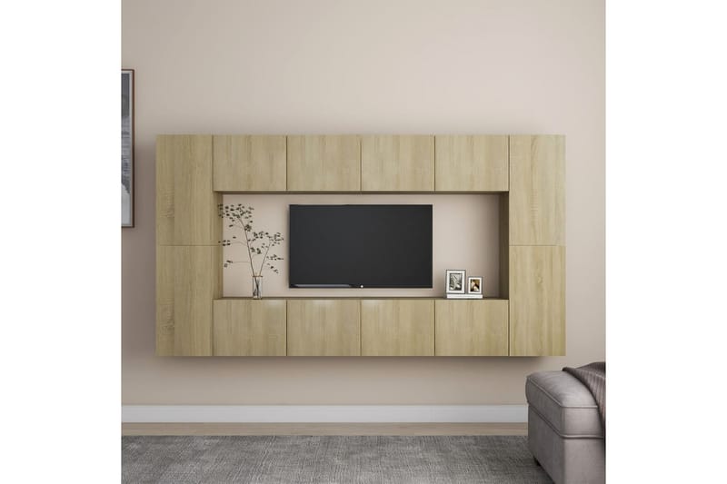 TV-benksett 8 stk sonoma eik sponplate - Brun - Møbler - Mediamøbel & tv møbel - TV-skap