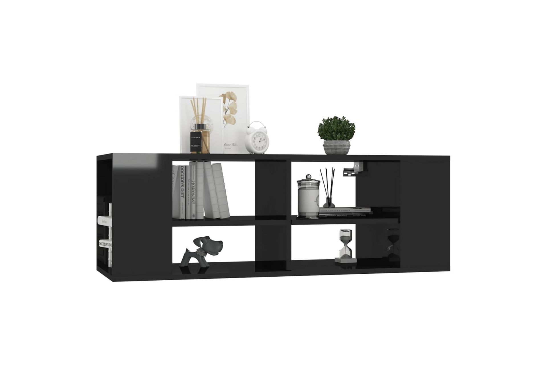 Vegghengt TV-benk høyglans svart 102x35x35 cm sponplate - Svart - Møbler - Mediamøbel & tv møbel - TV-skap