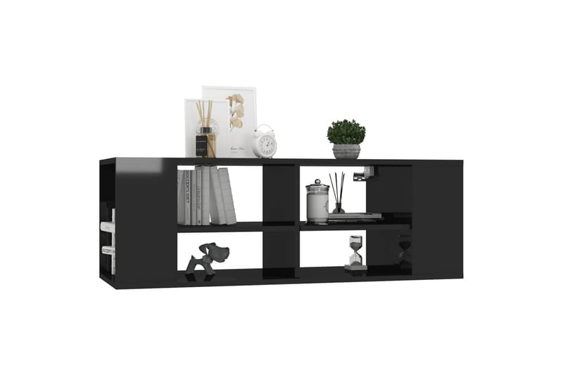 Vegghengt TV-benk høyglans svart 102x35x35 cm sponplate - Svart - Møbler - Mediamøbel & tv møbel - TV-skap