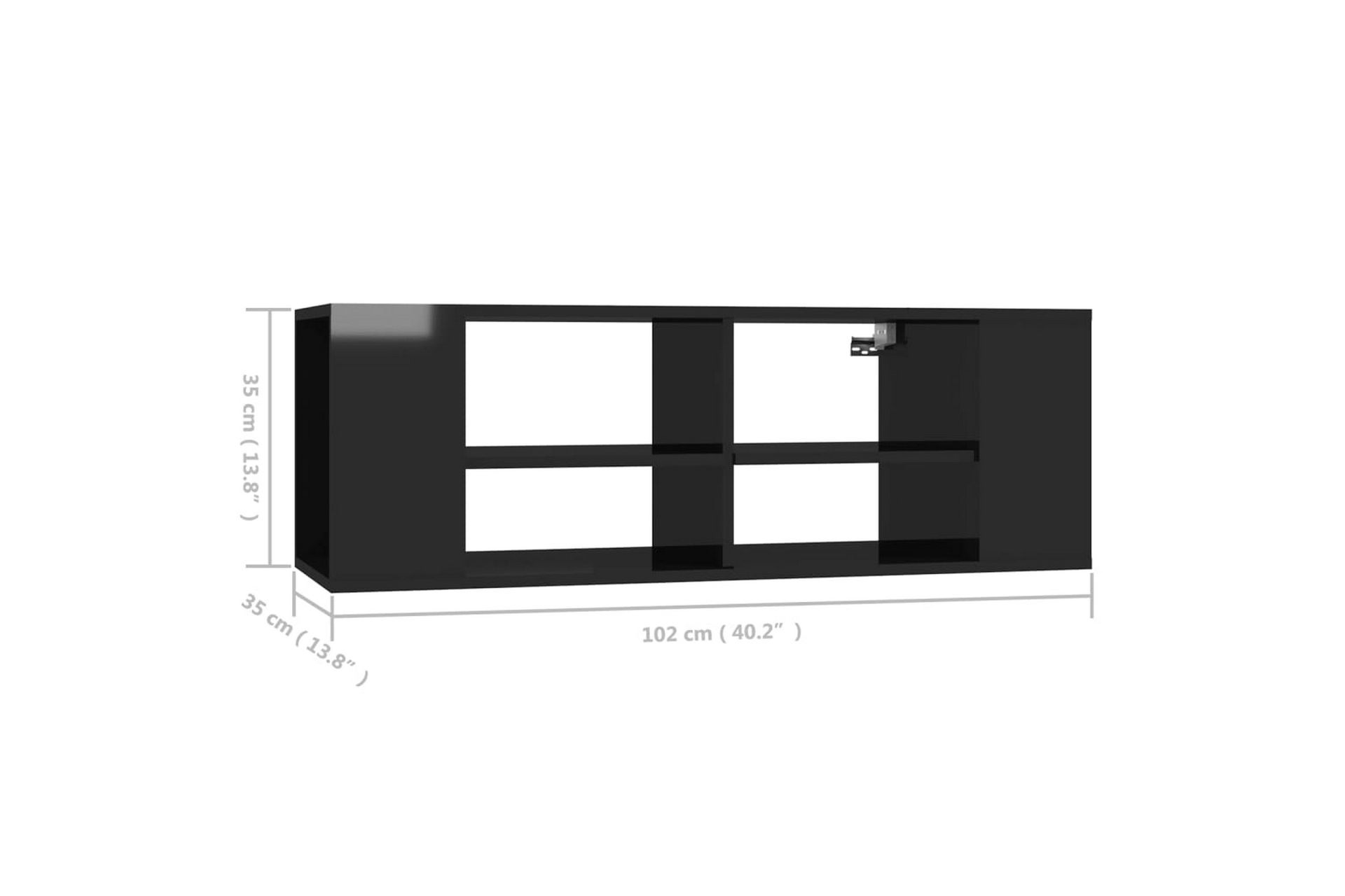 Vegghengt TV-benk høyglans svart 102x35x35 cm sponplate - Svart - Møbler - Mediamøbel & tv møbel - TV-skap