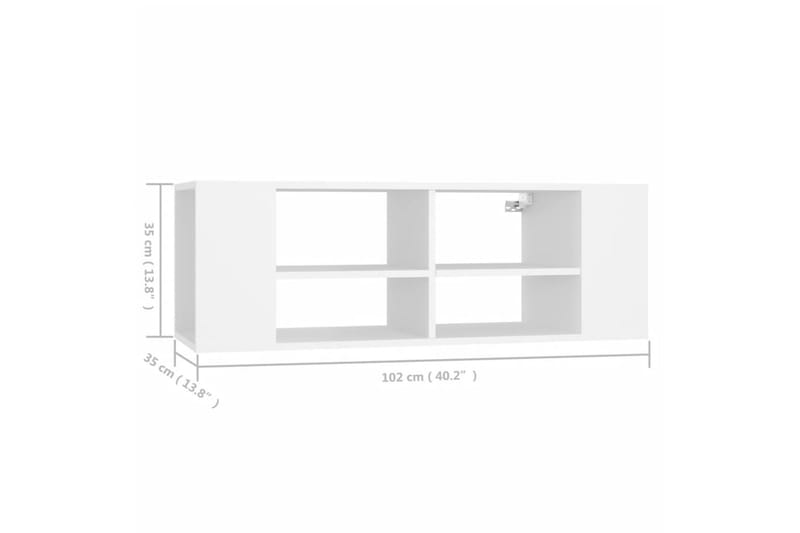 Vegghengt TV-benk hvit 102x35x35 cm sponplate - Hvit - Møbler - Mediamøbel & tv møbel - TV-skap