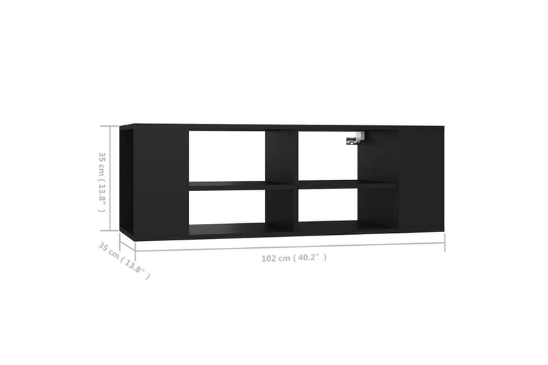 Vegghengt TV-benk svart 102x35x35 cm sponplate - Svart - TV-skap