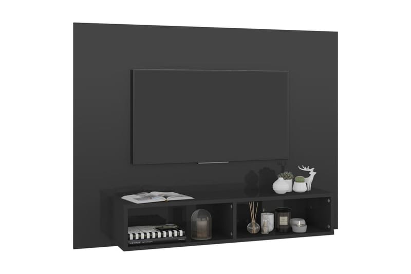 Veggmontert TV-benk høyglans grå 120x23,5x90 cm sponplate - Grå - TV-skap