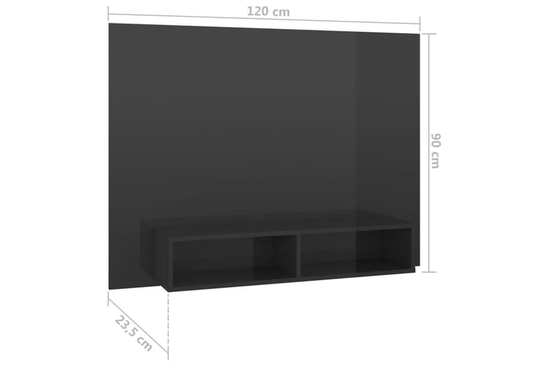Veggmontert TV-benk høyglans grå 120x23,5x90 cm sponplate - Grå - TV-skap