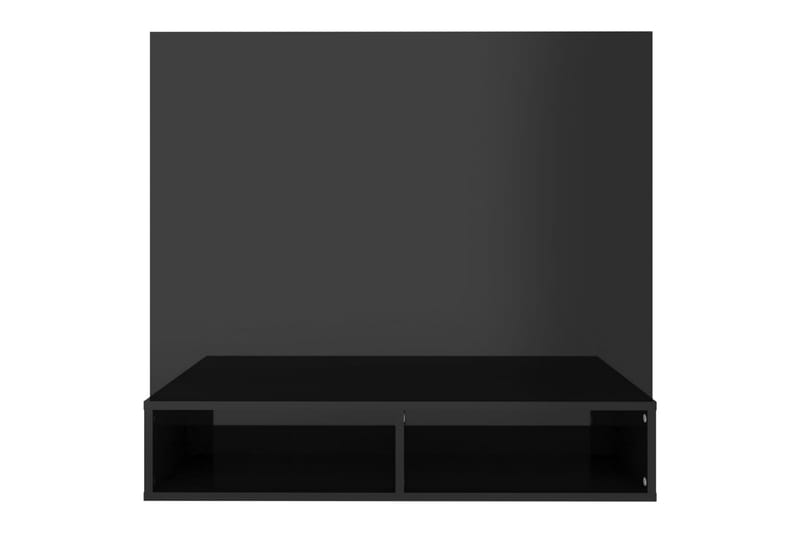 Veggmontert TV-benk høyglans svart 102x23,5x90 cm sponplate - Svart - TV-skap