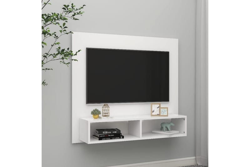 Veggmontert TV-benk hvit 102x23,5x90 cm sponplate - Hvit - TV-skap