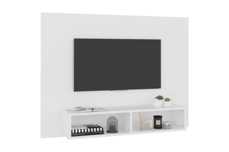 Veggmontert TV-benk hvit 120x23,5x90 cm sponplate - Hvit - Møbler - Mediamøbel & tv møbel - TV-skap