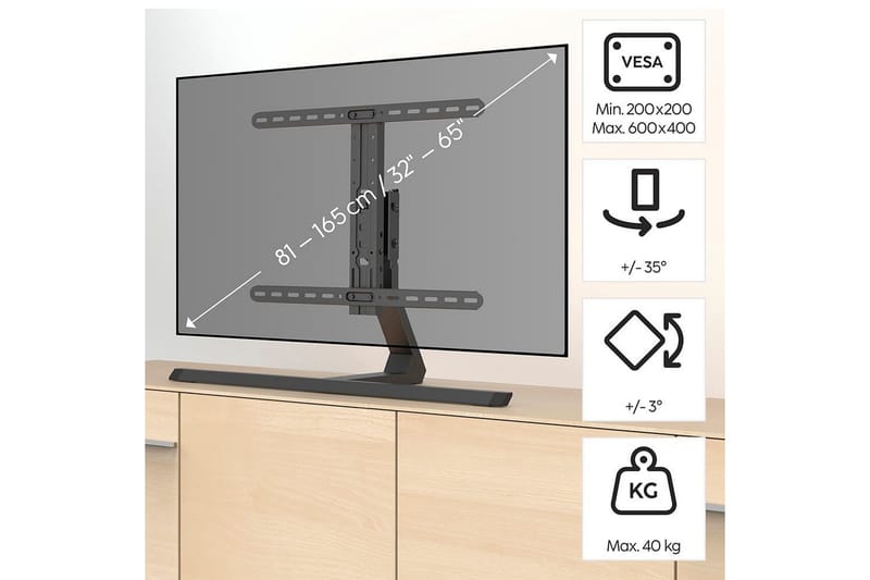 TV-stativ Hama opptil 65 svart - Svart - Møbler - Mediamøbel & tv møbel - Mediestativ & veggfeste