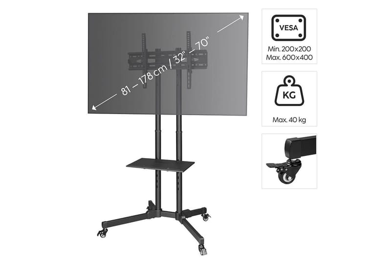 TV-stativ Hama VESA Trolley opptil 75 svart - Svart - Møbler - Mediamøbel & tv møbel - Mediestativ & veggfeste