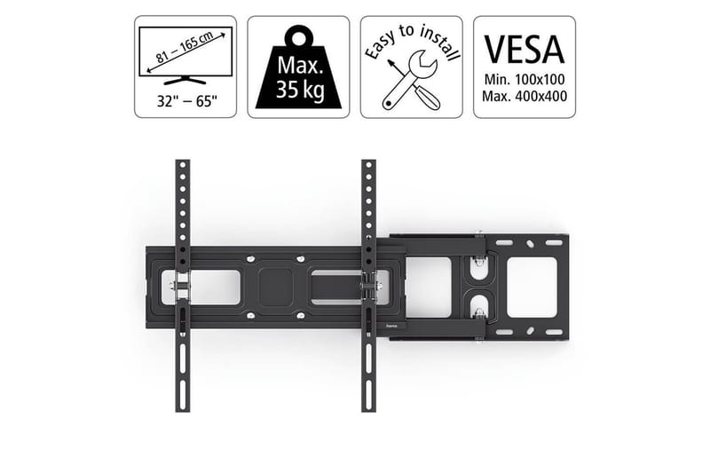 TV-veggfeste Hama VESA Full Motion opptil 65 maks 35 kg svart - Svart - Møbler - Mediamøbel & tv møbel - Mediestativ & veggfeste
