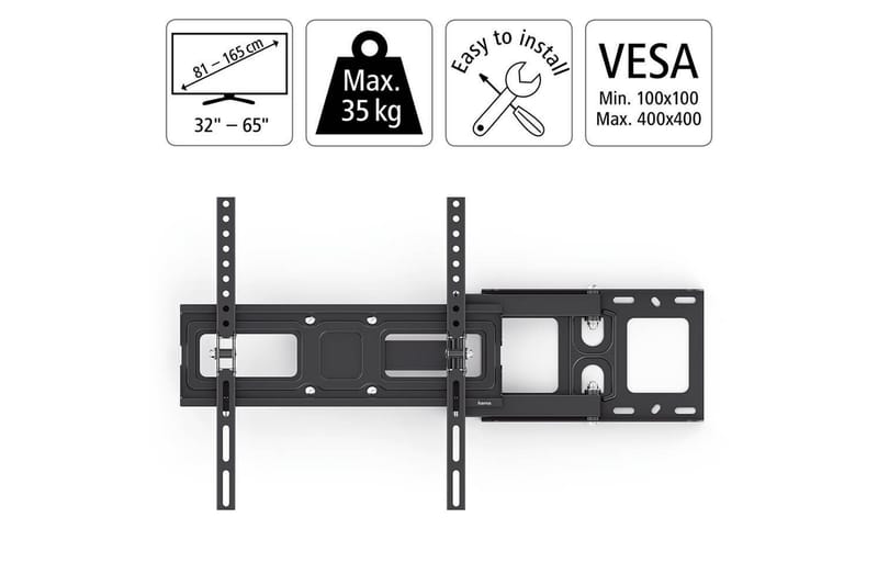 TV Veggfeste Hama VESA Full Motion Opptil 65 Maks 35kg Svart - Møbler - Mediamøbel & tv møbel - Mediestativ & veggfeste