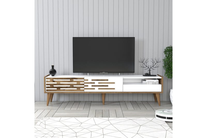 Valensiya TV-benk 180 cm - Valnøtt/Hvit - Møbler - Mediamøbel & tv møbel - TV-benk & mediabenk