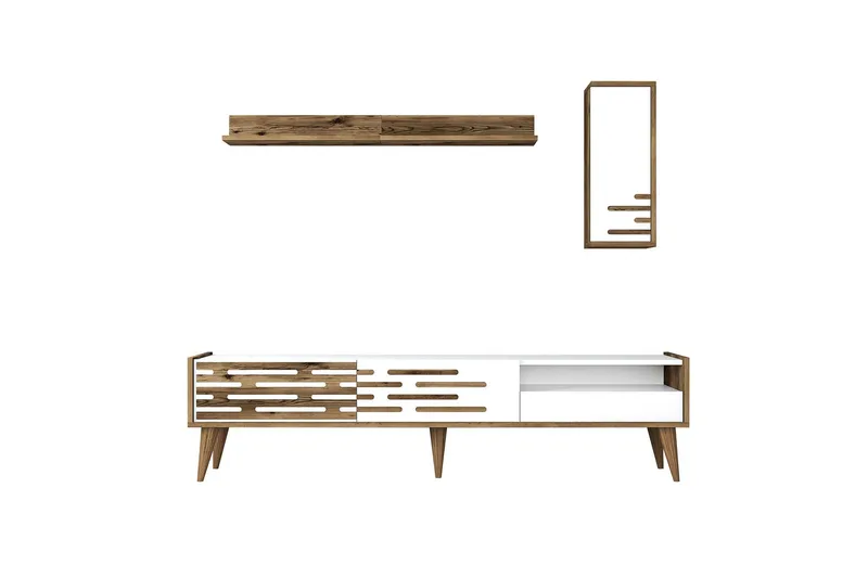 Valensiya TV-benk 180 cm, Valnøtt/Hvit