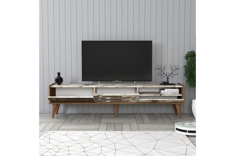 Valensiya TV-benk 180 cm - Valnøtt/Hvit - Møbler - Mediamøbel & tv møbel - TV-benk & mediabenk