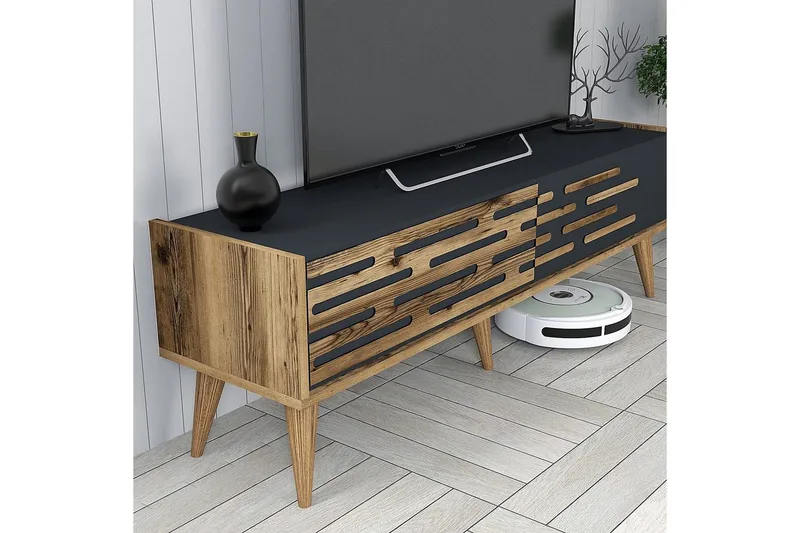 Valensiya TV-møbelsett 140x45 cm - Valnøtt/Antrasitt - Møbler - Mediamøbel & tv møbel - TV-møbelsett