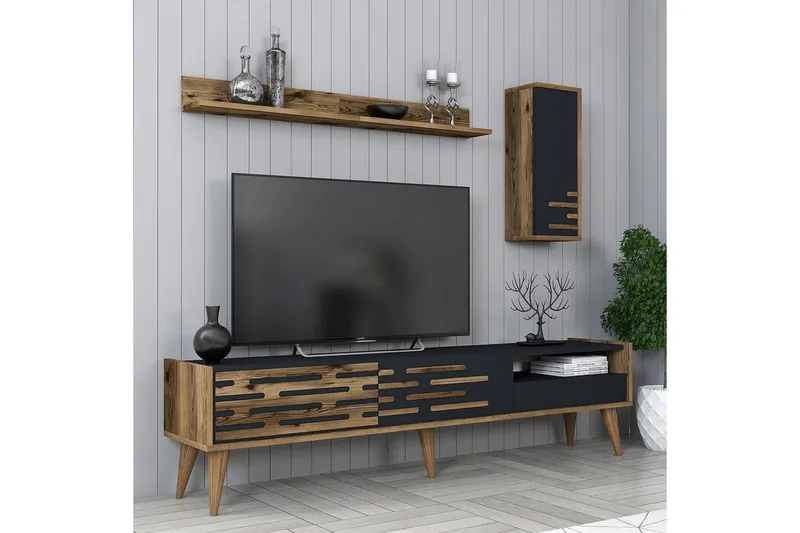 Valensiya TV-skap 180 cm - Valnøtt/Antrasitt - Møbler - Mediamøbel & tv møbel - TV-møbelsett