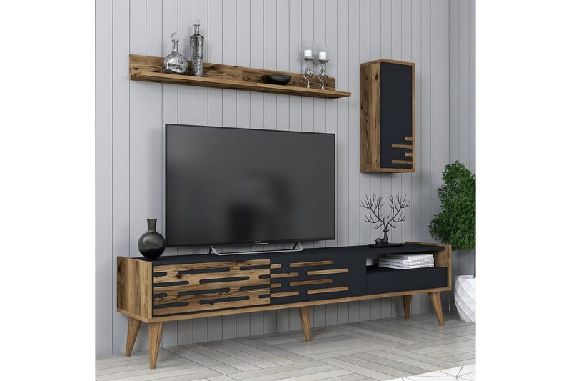 Valensiya TV-skap 180 cm - Valnøtt/Antrasitt - Møbler - Mediamøbel & tv møbel - TV-møbelsett