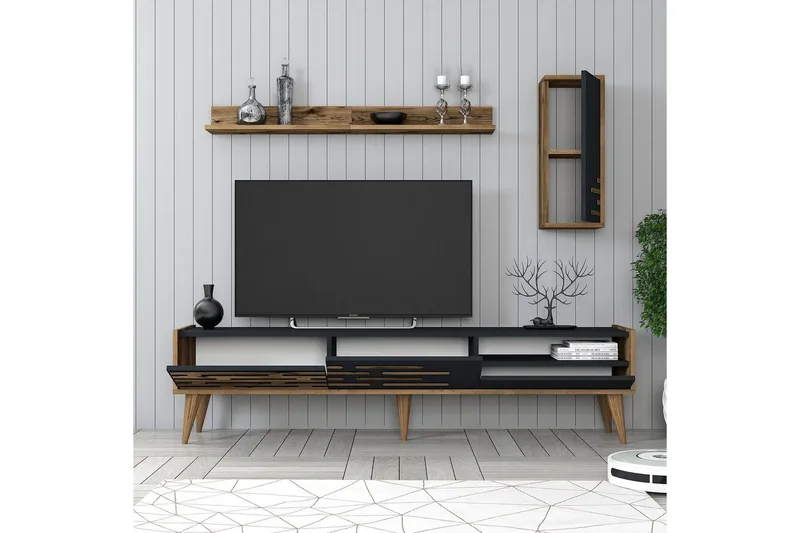 Valensiya TV-skap 180 cm - Valnøtt/Antrasitt - Møbler - Mediamøbel & tv møbel - TV-møbelsett