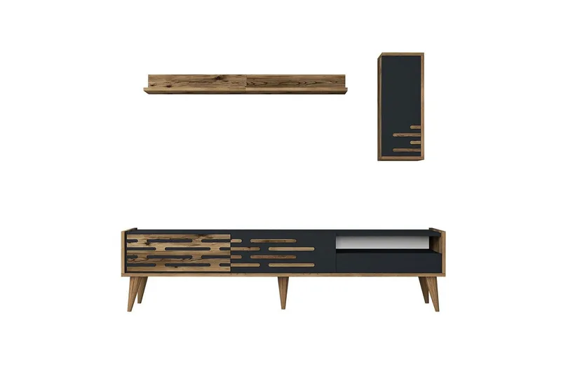 Valensiya TV-skap 180 cm - Valnøtt/Antrasitt - Møbler - Mediamøbel & tv møbel - TV-møbelsett