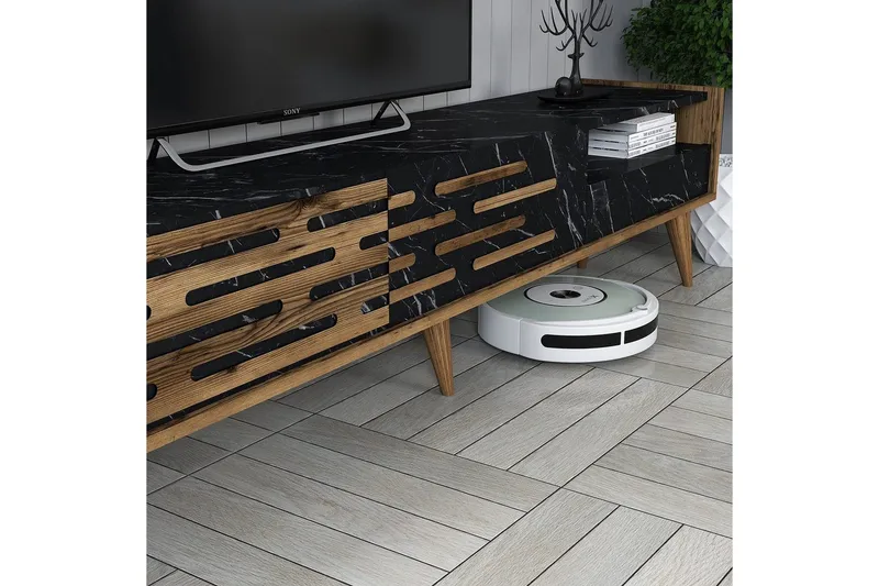 Valensiya TV-skap 180 cm - Valnøtt/Sort/Marmor - Møbler - Mediamøbel & tv møbel - TV-møbelsett