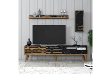Valensiya TV-skap 180 cm - Valnøtt/Sort/Marmor - Møbler - Mediamøbel & tv møbel - TV-møbelsett