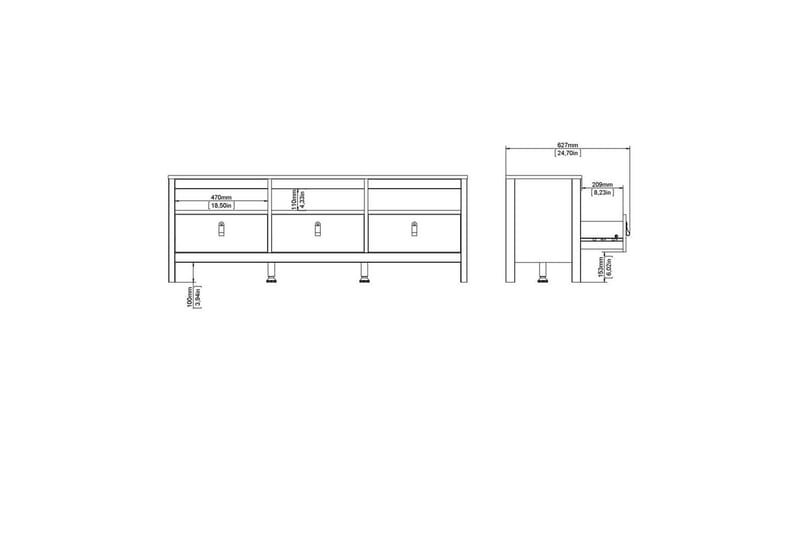 Vallvidera TV-benk 151,4 cm - Svart - Møbler - Mediamøbel & tv møbel - TV-benk & mediabenk