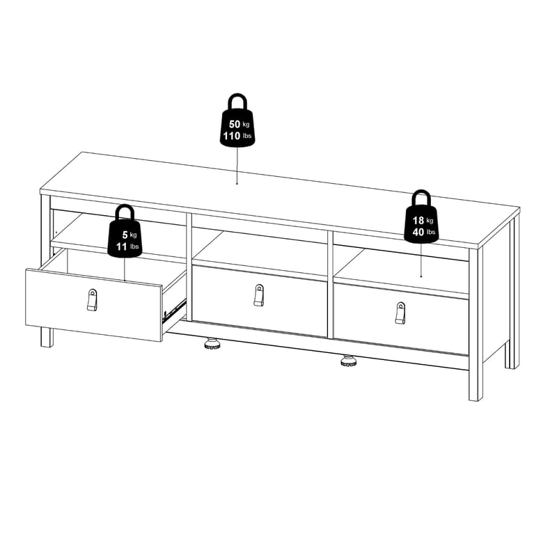 Vallvidera TV-benk med 3 skuffer 151 cm - Møbler - Mediamøbel & tv møbel - TV-benk & mediabenk