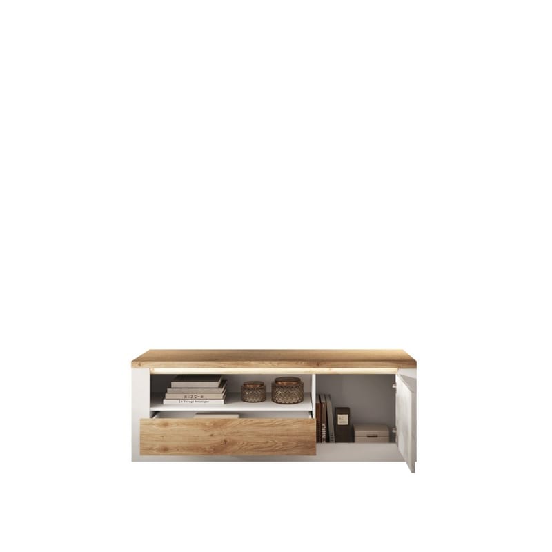 Vandesar TV-benk 160 cm - Natur/Hvit - Møbler - Mediamøbel & tv møbel - TV-benk & mediabenk